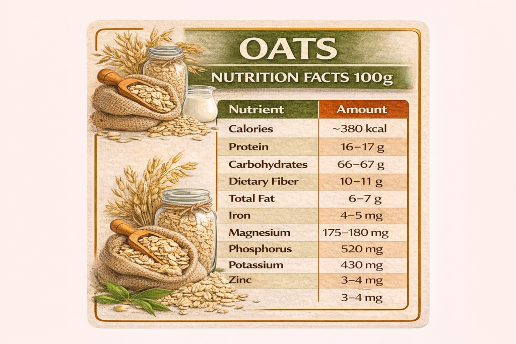 oats nutrition facts 100g